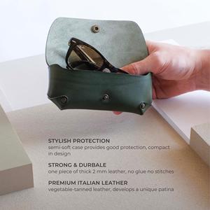 Handmade Leather Glasses Case Genuine Cowhide Pouch Luxury Soft <b>Slim</b> Travel Sunglasses Cover Spectacles Bag LGC-0088 - Product Image 3