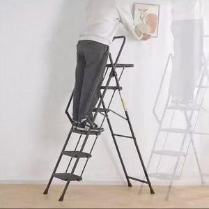 Escalera de Acero Plegable de 5 Peldaños con Pedales Anchos Antideslizantes y Pasamanos Prácticos, Bandeja para Herramientas Ligera - Product Image 2