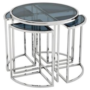 Table de luxe en aluminium finition argent brillant décoration à la main avec Base de support latéral de Table au design élégant - Product Image 6