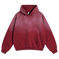 Sweat à capuche d'hiver délavé à l'acide, personnalisé, unisexe, avec logo imprimé vintage, effet vieilli, sportif, à manches longues, en coton molletonné surdimensionné