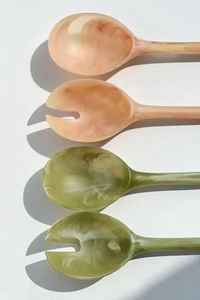 Antique Look Resin Salad Server <b>Set</b> Eco-Friendly Serving Spoon with Measuring Handle Dishwasher Safe Kitchen <b>Utensil</b> - Product Image 6