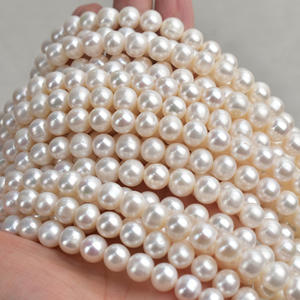 Collier fait main en perles de culture d'eau douce naturelles de 8-9 mm, perles rondes, chaîne de perles, cadeau - Product Image 4