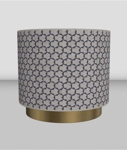 Taburete Redondo Moderno de Alta Gama con Incrustaciones de Hueso en Blanco y Negro, Ecológico y Hecho a Mano, para Sala de Estar, Uttar Pradesh, FS International - Product Image 6