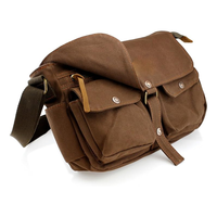 Tas Selempang Vintage untuk Pria, Bergaya Nasional, Tas Selempang Bahu, Logo Custom, Kancing Gesper, Kanvas Ringan