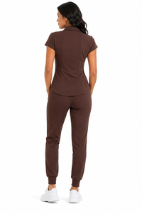 Conjunto de Uniforme Médico para Mujer, Corte Entallado, con Logotipo Personalizado Impreso por Transferencia Térmica, Tela de Poliéster/Spandex, Manga Corta, para Hospital - Product Image 6