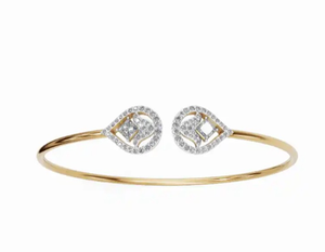 Tulip Duo Diamond Kada Bracelet 0.884 Carats 76 Stones 9k 14k 18k Yellow <b>Rose</b> White <b>Gold</b> Floral <b>Bangle</b> Lab Grown Jewelry 76 Pcs - Product Image 4