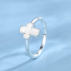 925 Sterling <b>Silver</b> Rectangle <b>Cross</b> Bezel <b>Ring</b> Blank Birthstone Resin Cabochon Keepsake DIY Jewelry Making <b>Ring</b> Base Setting - Product Image 1