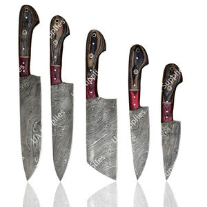 Juego de Cuchillos de Chef Profesionales Hechos a Mano con Acero de Damasco y Patrón Trenzado, Mango de Madera Pakka, OEM ODM Personalizable, MOQs Bajos - Product Image 6