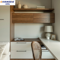 Lit mural escamotable moderne en bois avec canapé en tissu Queen, bureau long, bibliothèque, armoire, lit mural invisible pliable pour bureau et chambre d'amis