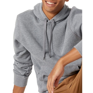 Men's Gray Hooded Sweatshirt Regular Fit Polyester/Cotton Fleece Casual Winter Knit Pullover Front Pocket <b>Washed</b> Digital - Product Image 4