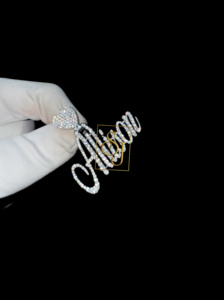 Women's Trendy Iced 925 Solid Silver Lab Grown Diamond Personalized Name Necklace Heart Pendant Customized Gift for Girlfriend - Product Image 5