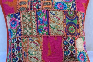Nueva llegada surtido Sari Patchwork funda de cojín bordado Patchwork funda de almohada para la decoración del hogar - Product Image 5