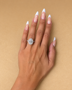 4.50 TCW Oval Cut Lab Grown Diamond Engagement <b>Ring</b> | Halo Pav | IGI Certified | 14K White Gold Luxury Wedding Party <b>Proposal</b> - Product Image 5