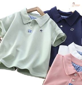 Polo de golf décontracté en tricot pour garçons de 3 à 14 ans, manches courtes, polyester/coton, haute qualité, personnalisable, anti-rétrécissement - Product Image 1
