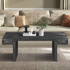 Tavolino da Caffè Americano Vintage in Legno Recuperato di Alta Qualità, Design Rettangolare a Due Livelli in Stile Industriale Rustico - Product Image 3