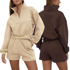 Conjunto Deportivo Casual de 2 Piezas para Mujer con Logotipo Personalizado OEM, 100% Algodón Transpirable, Corte Regular, Conjuntos Cortos de Primavera-Verano - Product Image 2