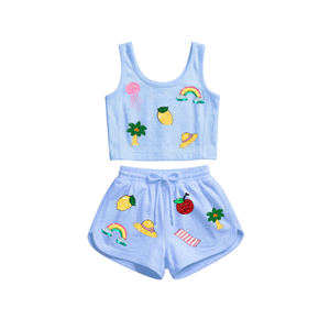 ชุดเซ็ตเสื้อผ้าฝ้ายทรงตรงยาวคลุมเข่าสำหรับผู้หญิง ขายส่ง ชุดเดรสปาร์ตี้ปักลายดอกไม้  แบบสองชิ้น เป็นมิตรกับสิ่งแวดล้อม สำหรับฤดูใบไม้ผลิและฤดูร้อน - Product Image 2