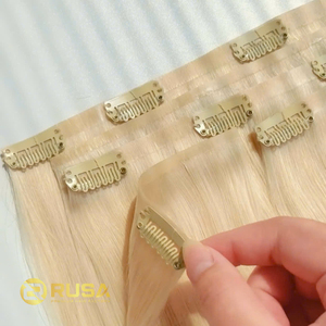 Extensiones de Cabello Virgen de Alta Calidad con Cutícula Alineada, Súper Dobles, Invisibles, con Clip, 100% Cabello Humano Vietnamita de Trama Única - Product Image 1