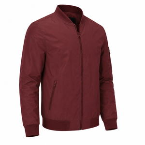 Blouson bomber à manches longues avec fermeture éclair, col montant, couleur unie, léger, en polyester, doublure en soie tissée, pour l'automne - Product Image 4