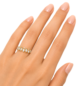 Moissanite DEF Color VS VVS Clarity Marquise & Round Lab Created Diamond Engagement Ring Zig Zag Ring 9K 10K 14K 18K Solid Gold - Product Image 6