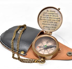 <b>Antique</b> Style Brass Pocket <b>Compass</b> Round Mechanical Analog Single Face with Leather Case - Product Image 2