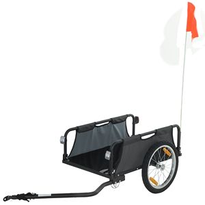 Carrello Rimorchio Bici con Ruote Pneumatiche da 16 Pollici a Sgancio Rapido, Cerchi in Alluminio, Bandiera Rossa, Grigio - Rimorchio Utilitario per Bici - Product Image 1