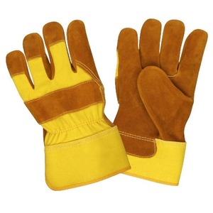 Guantes de seguridad de cuero amarillo marrón para trabajo al aire libre, protección, unisex, para todas las estaciones - Product Image 1
