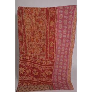Colcha Kantha Gudri de Algodón Hecha a Mano, Reversible, con Estampado Vintage, para Decoración de Sofá o Dormitorio - Product Image 1