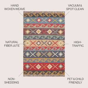 Tapis d'intérieur doux et élégant, tissé à la main en jute et laine, kilim pour salon, chambre et bureau - Product Image 2