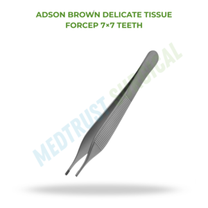 Adson Brown Delicate Tissue Forcep 7x7 Teeth Standard Size Surgical Tissue Forceps - Product Image 2