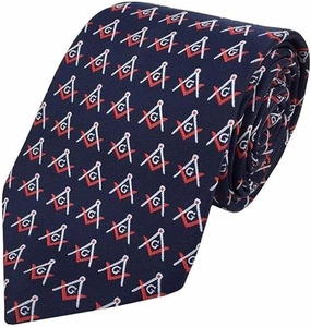 Cravate en soie pour francs-maçons avec compas carré et motifs G, réalisée par des artisans hautement qualifiés. - Product Image 6