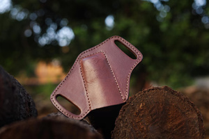 Handmade Horizontal Leather <b>Drop</b> Point Camping Knife Sheath for Fixed EDC Customizable Belt Sheath Industrial Grade Wholesale - Product Image 2