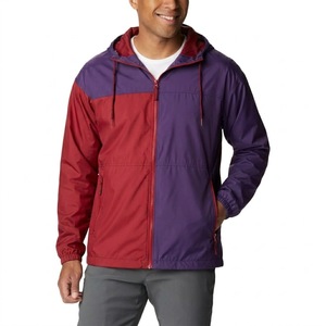 Unisex Bold Color Streetwear Men <b>Red</b> Purple Contrast Hooded Windbreaker <b>Jacket</b> Full Zip Lightweight Windproof Outdoor Fashion - Product Image 4