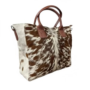 Premium Hair On Hide Leather <b>Tote</b> <b>Bag</b> Genuine Leather Handbag <b>Vintage</b> Lightweight Portable Shoulder <b>Bag</b> - Product Image 3