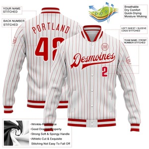 Custom Pinstripe Streetwear Varsity Jacket Personalized <b>Name</b> and Number Sublimated Baseball Bomber Jackets - Product Image 2