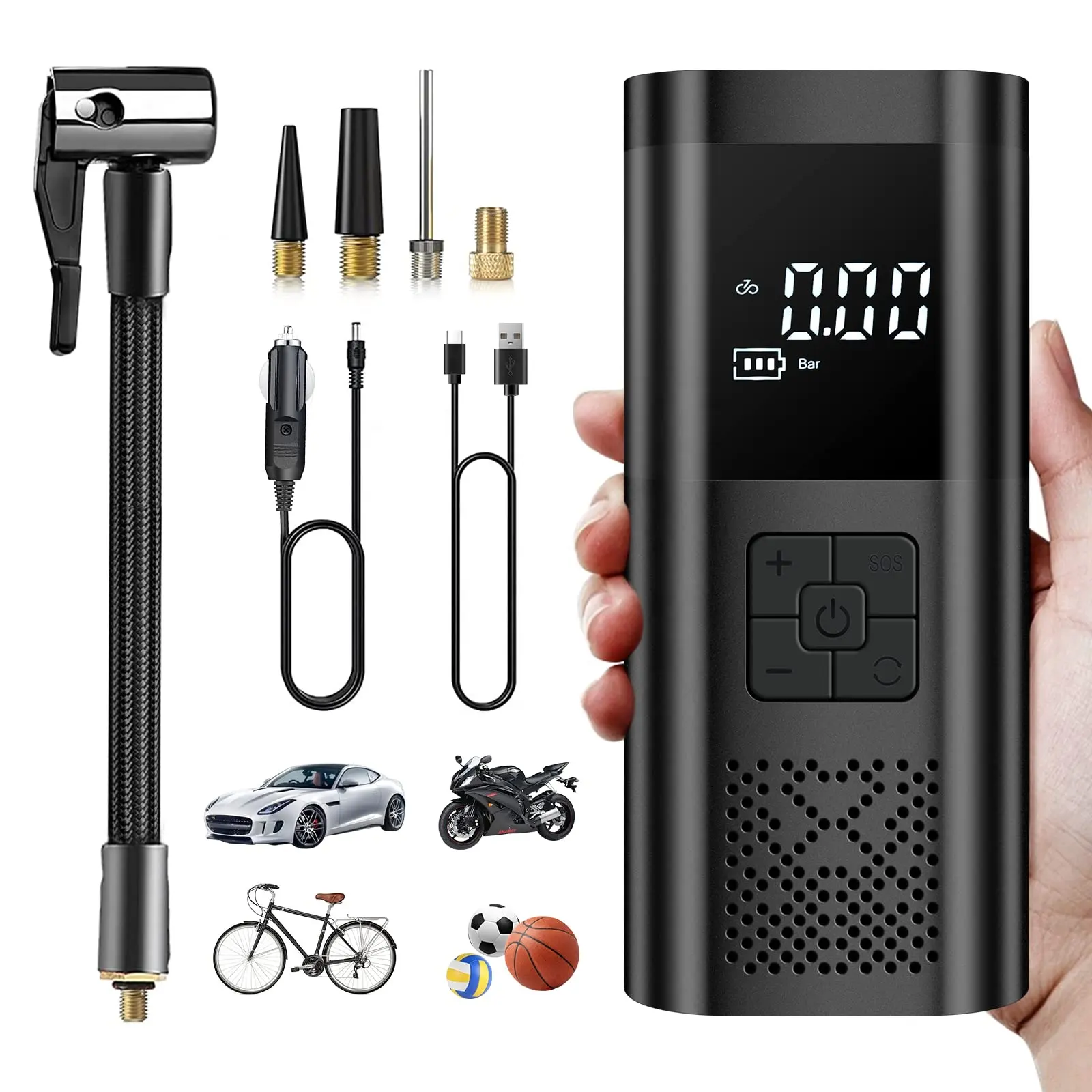 150PSI 12v 6000mAh Handheld Wireless Mini Led Digital Tire Inflator Portable Air Compressor Car Air Pump