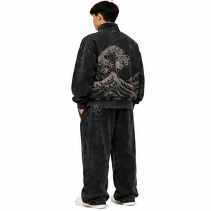 Sweat-shirt oversize en molleton/coton délavé à l'acide, couleur noire, col montant premium, épaules tombantes, pull d'hiver style streetwear, le plus vendu - Product Image 4