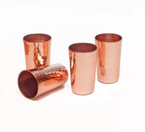 Vasos de cobre premium, elegantes vasos metálicos para servir agua, jugo, cócteles, duraderos y reutilizables para cocina y bar. - Product Image 3