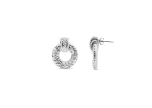 Pendientes de tuerca con conector acanalado de círculo abierto y diseño hueco - Product Image 1