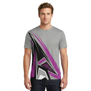 T-shirt pour homme à imprimé géométrique, écologique, respirant, à séchage rapide, manches courtes, col rond, streetwear, sublimation, 100% coton - Product Image 2