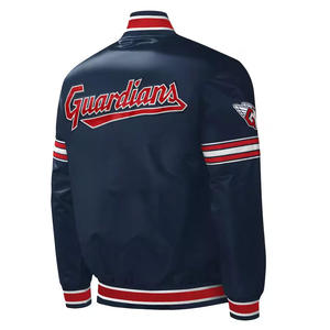Chaqueta Varsity Personalizada de Satén Azul Marino para Hombre, Chaqueta Bomber con Ribete Rojo en Contraste y Letra C, Uniforme de Béisbol Letterman al por Mayor, Ropa Deportiva - Product Image 2