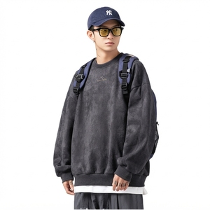 Sudadera con capucha estampada ecológica de punto de manga larga con cuello redondo oversize para hombre, estilo hip hop casual urbano, venta al por mayor - Product Image 3
