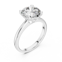 Anillo de compromiso clásico de moissanita chapado en oro de 14K con corte redondo y engaste de púas para mujer, ideal para fiestas.