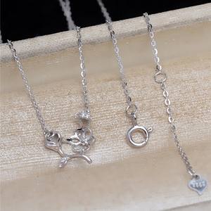 Collar de Plata S925 con Cadena de Perlas de 7-8 mm, Accesorio para DIY, Collar de Rosa con Colgante Vacío y Cadena JG5410, Collar con Colgante de Moda - Product Image 4