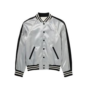 Veste de baseball en satin pour homme avec boutons-pression, personnalisable, marque privée, fabricant de mode OEM ODM - Product Image 1