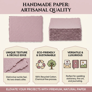 Luxury Deckle Edged Cotton Rag Handmade <b>Paper</b> 300GSM Recycled Watercolor <b>Paper</b> for Wedding Invites Calligraphy Sketching DIY - Product Image 6