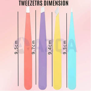 Juego de Pinzas para Cejas de Acero Inoxidable con Punta Inclinada y Recubrimiento de Color, con Estuche de Cuero, Herramienta de Depilación de Precisión, Venta al Por Mayor - Product Image 3