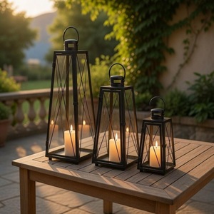 Customised Decorative <b>Set</b> Of Outdoor Indoor Metal Candle <b>Lanterns</b> Farmhouse Floor & Hanging Metal Candle <b>Lanterns</b> For Decor - Product Image 3