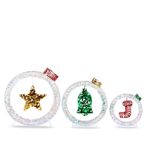 Set of 3 Iridescent Cut-out Light Bulb Christmas Decorations Pre-Lit 295 White LED Lights for Holiday Xmas Decorations - Product Image 1