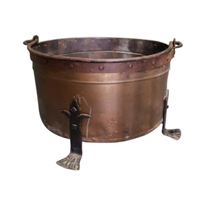 Vintage Brass Cauldron Planter with Riveted Rim and Claw <b>Feet</b> Cauldron Cachepot Planter <b>Pot</b> Footed Garden Decor - Product Image 1